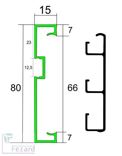 Алюминиевый плинтус Fezard Кабельный ALP-G80-LF Алюминий 80*15*2500 мм в Ульяновске