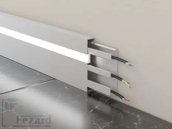 Алюминиевый плинтус Fezard Кабельный ALP-G80-LF Алюминий 80*15*2500 мм в Ульяновске